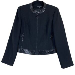 Patrick Mendez France wool blend black cropped jacket  zipper size 2